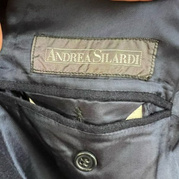 Vintage Andrea Silardi Wool Cashmere Navy Dark Blue Blazer Jacket Pockets M / L - Picture 7 of 16